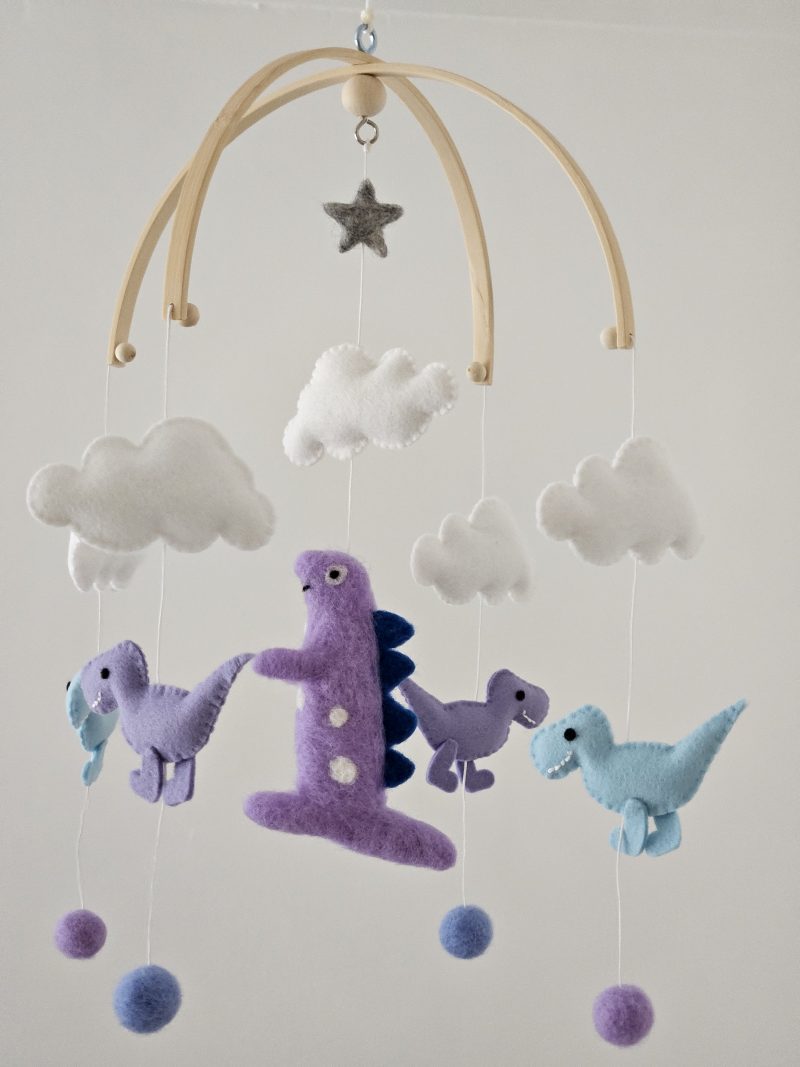 Purple Felt Dinosaur Mobile